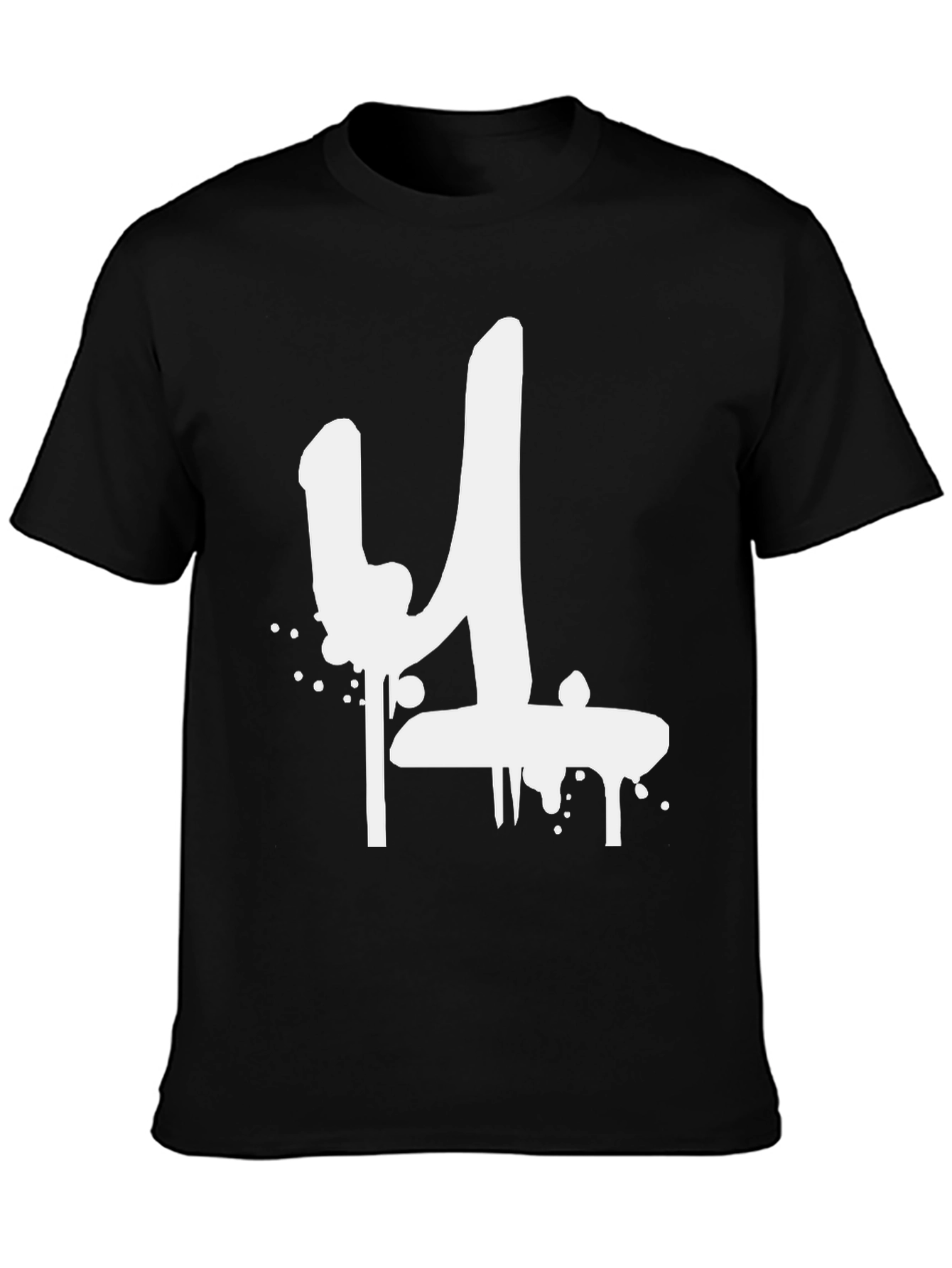 Graffiti Style Number 4 Black T-Shirt