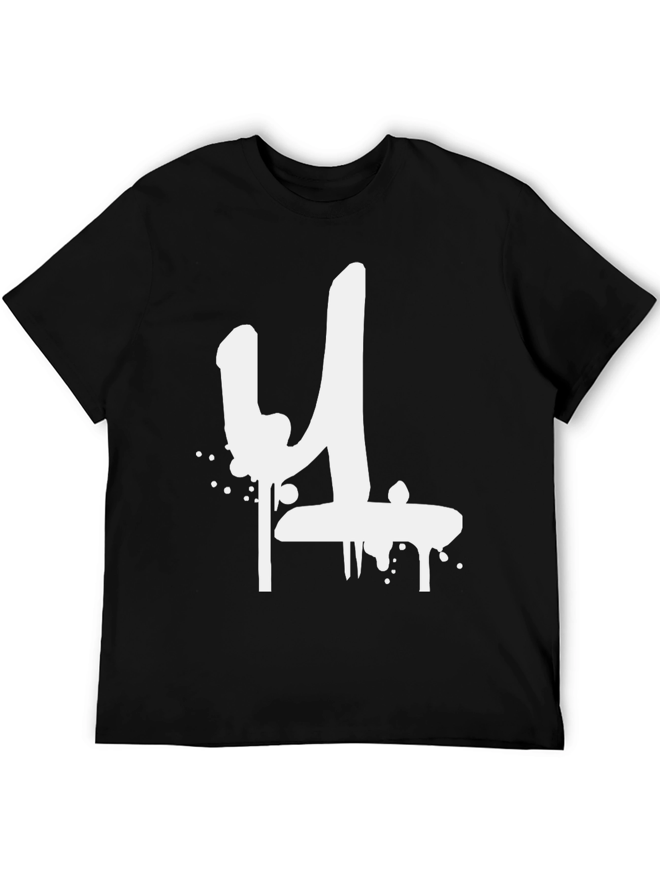 Graffiti Style Number 4 Black T-Shirt