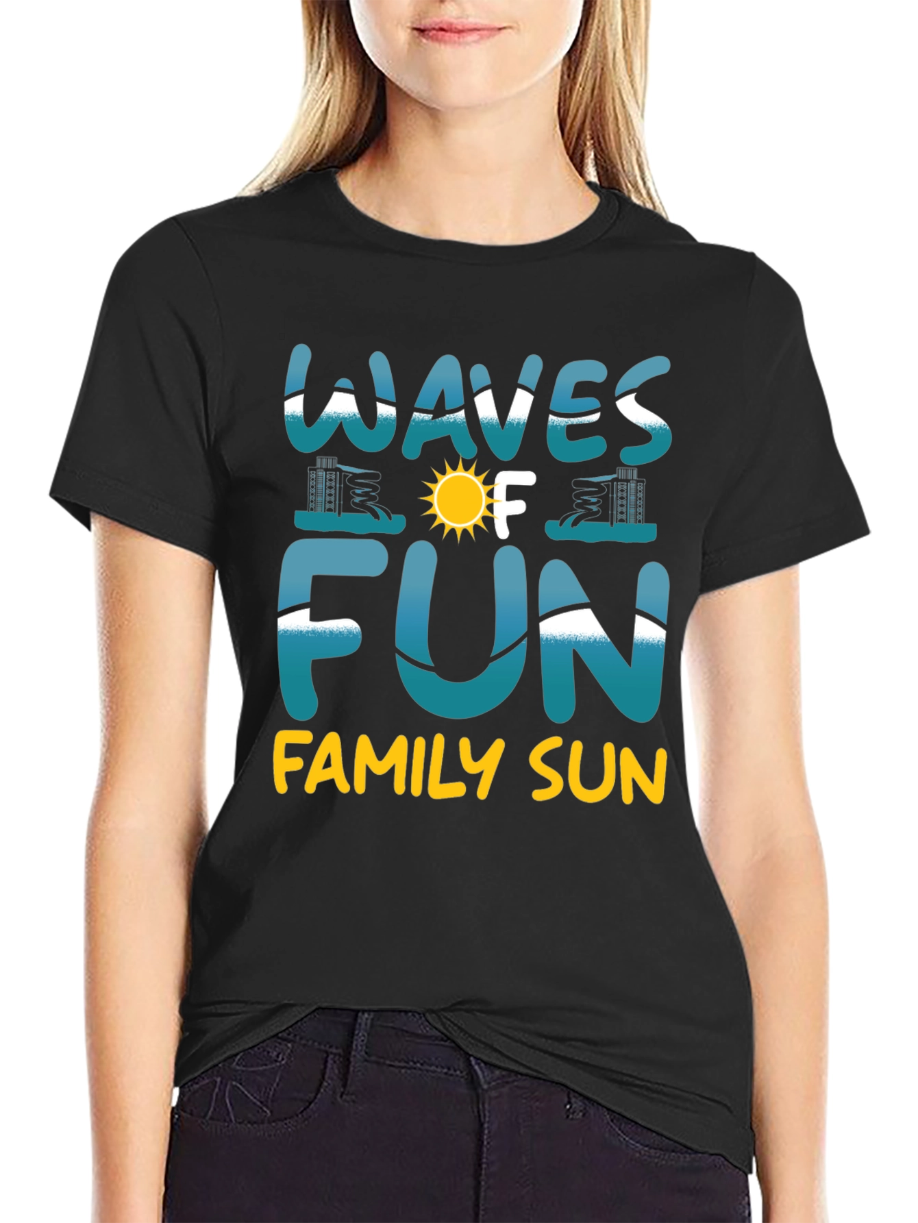 Waves of Fun Family Sun Black T-Shirt