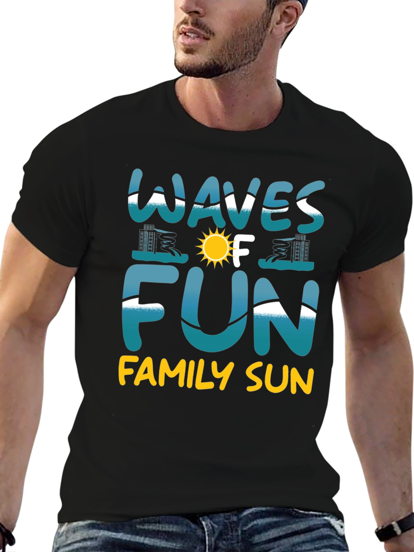 Waves of Fun Family Sun Black T-Shirt