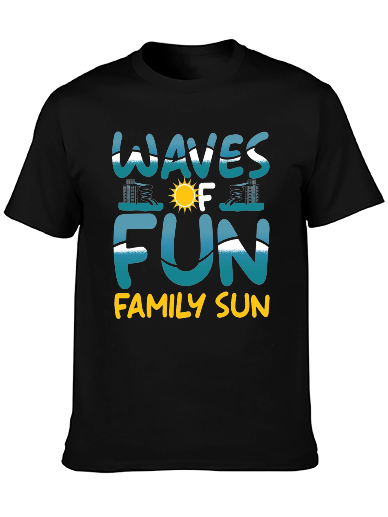 Waves of Fun Family Sun Black T-Shirt