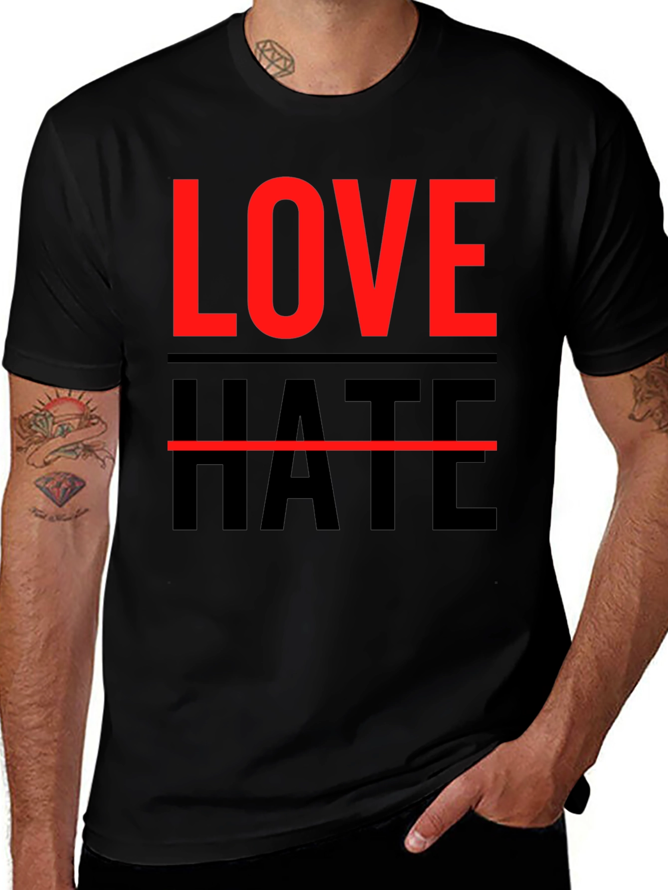 Love Hate Graphic Tee - Mens Casual T-Shirt