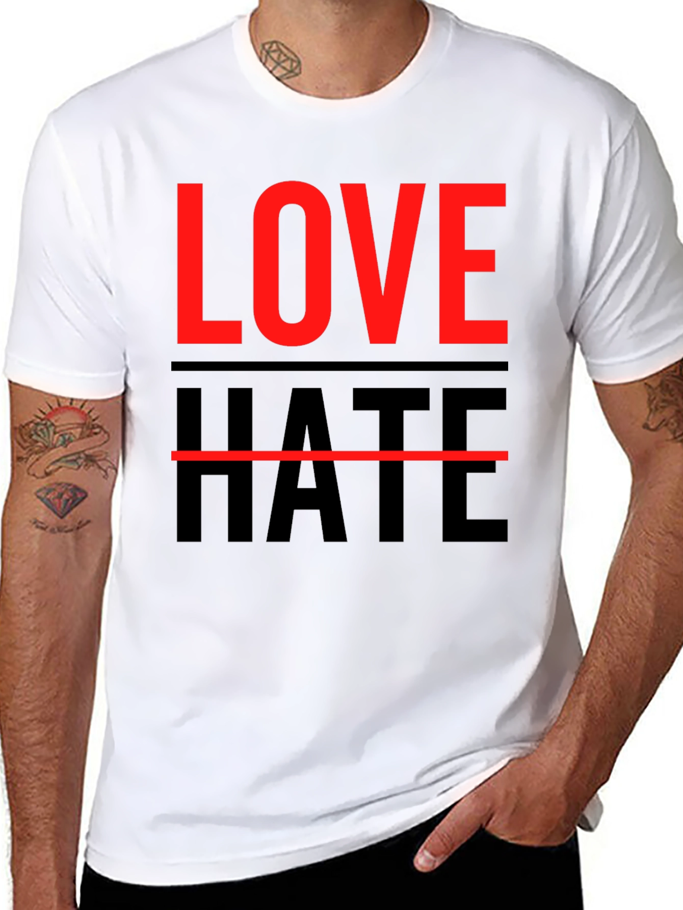 Love Hate Graphic Tee - Mens Casual T-Shirt