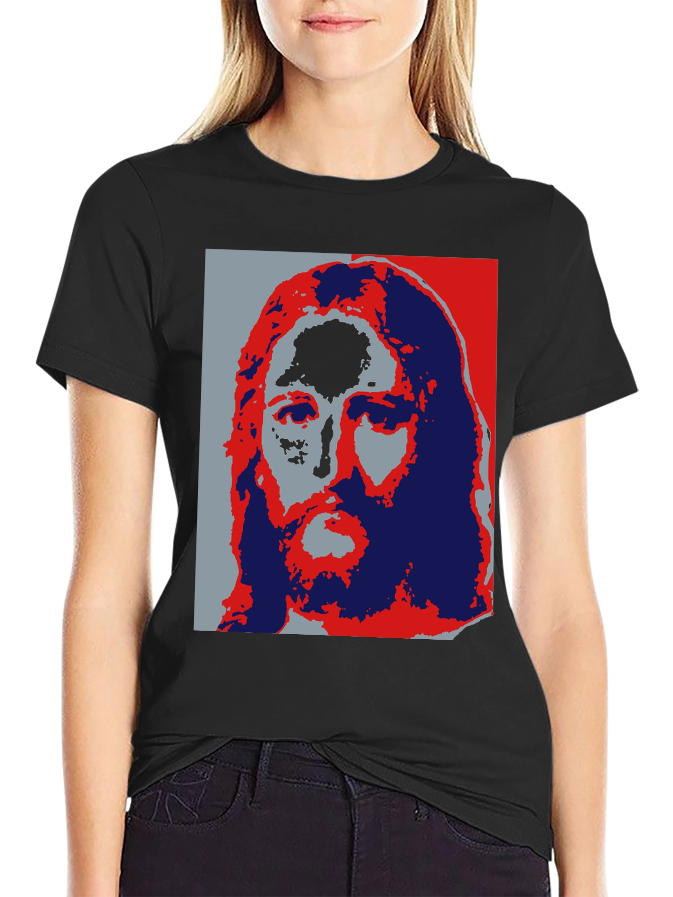 Pop Art Jesus Graphic Tee - Black
