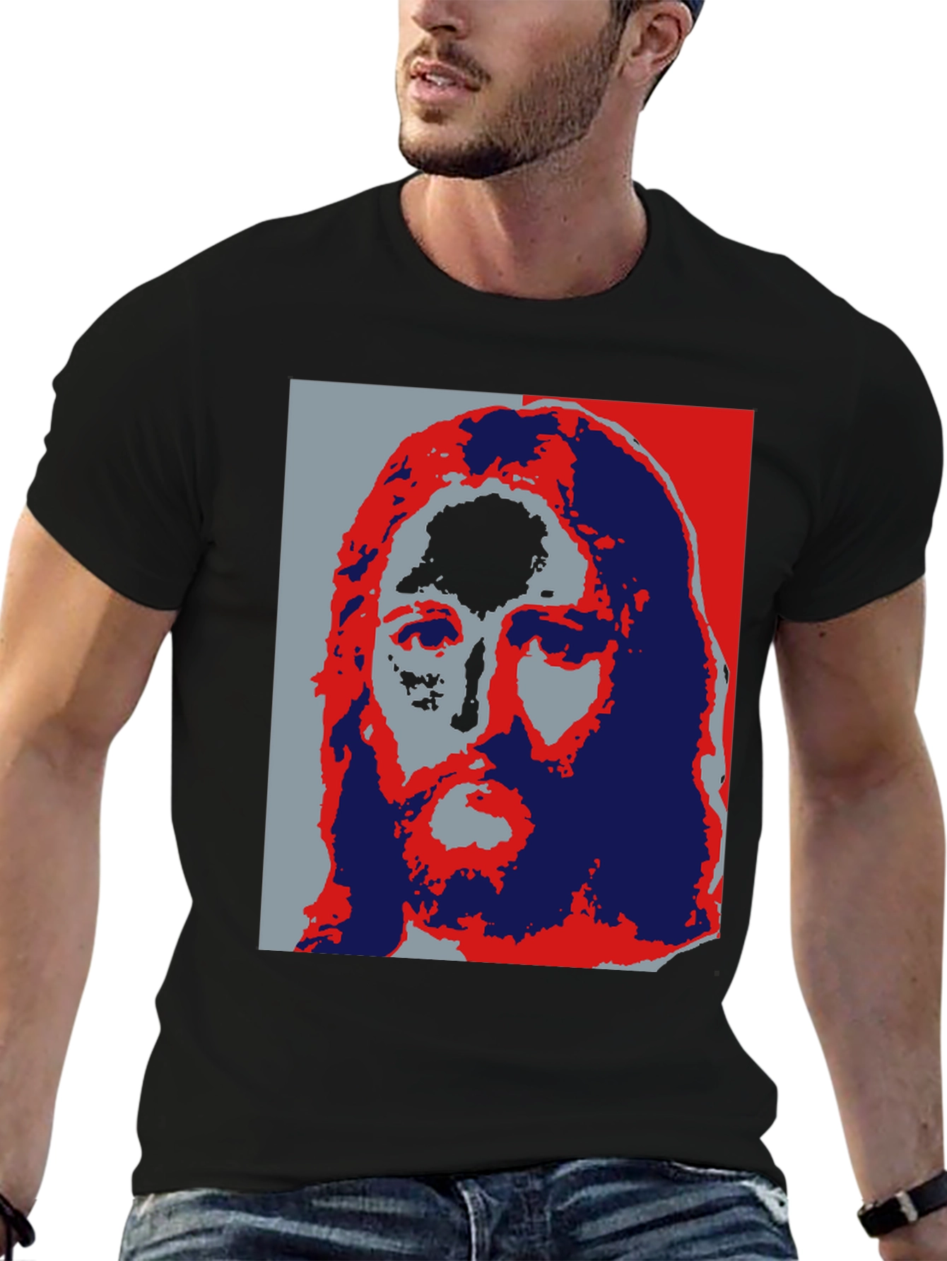 Pop Art Jesus Graphic Tee - Black
