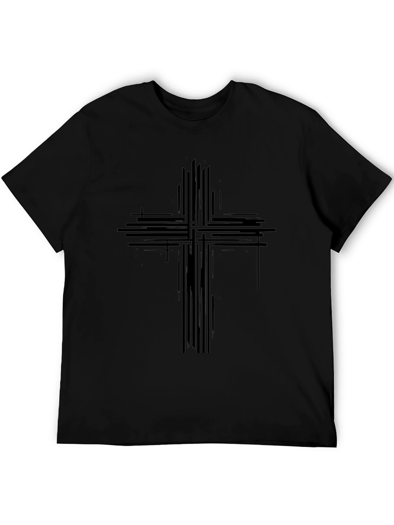 Abstract Cross Graphic Print Black T-Shirt