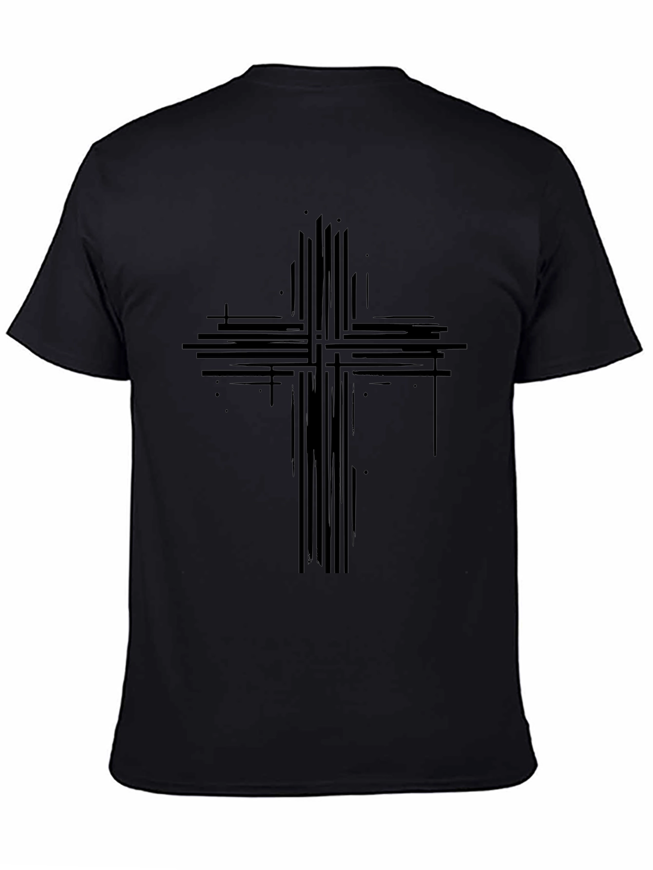 Abstract Cross Graphic Print Black T-Shirt