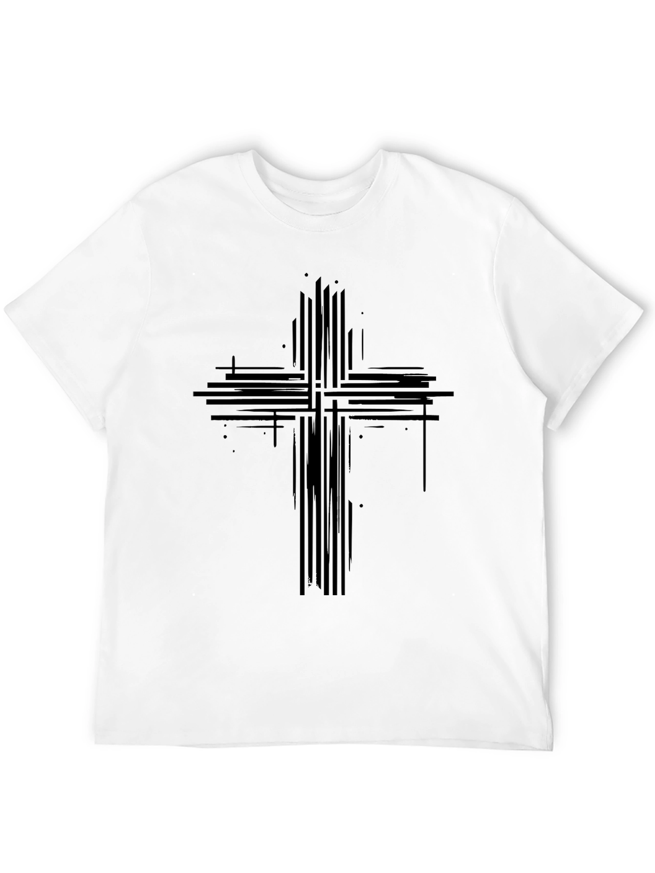 Abstract Cross Graphic Print Black T-Shirt