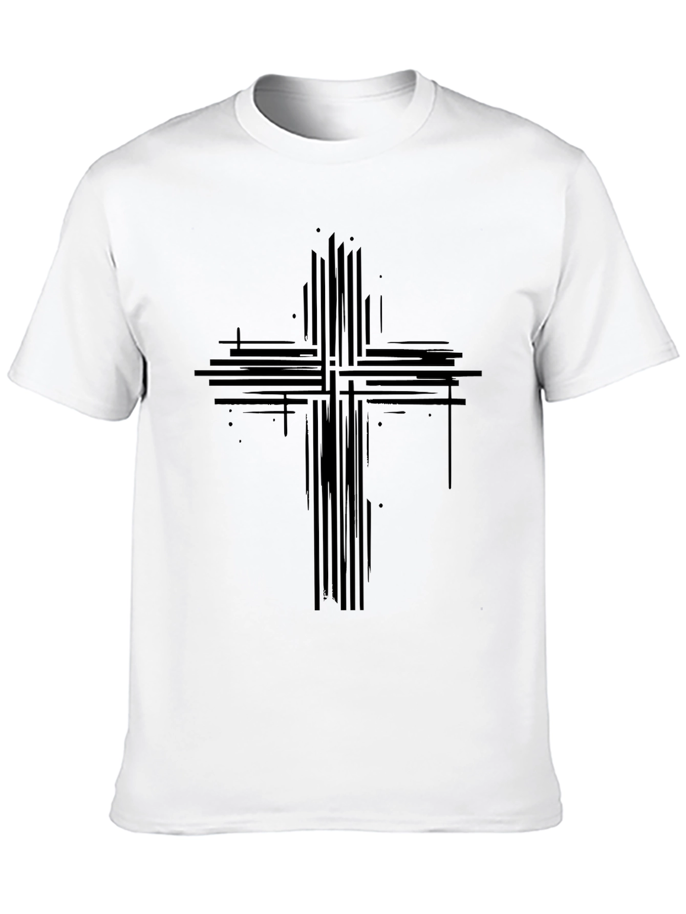 Abstract Cross Graphic Print Black T-Shirt