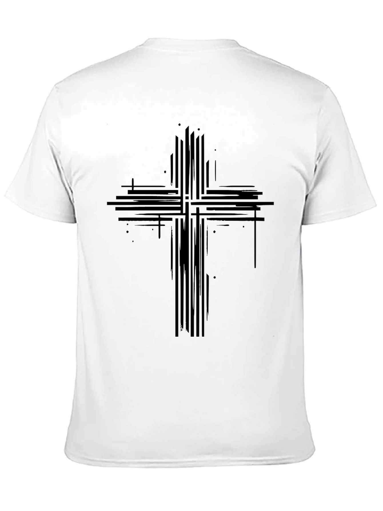 Abstract Cross Graphic Print Black T-Shirt