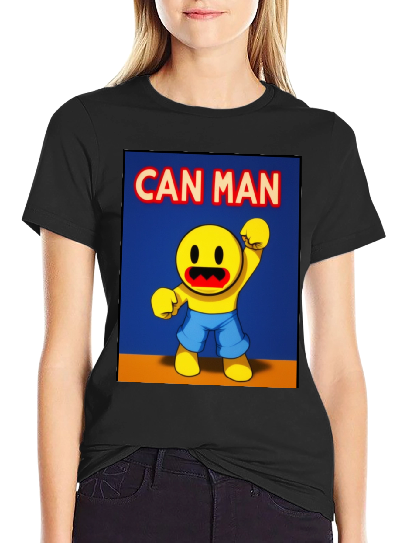 Can Man Graphic Tee - Black Cotton Blend