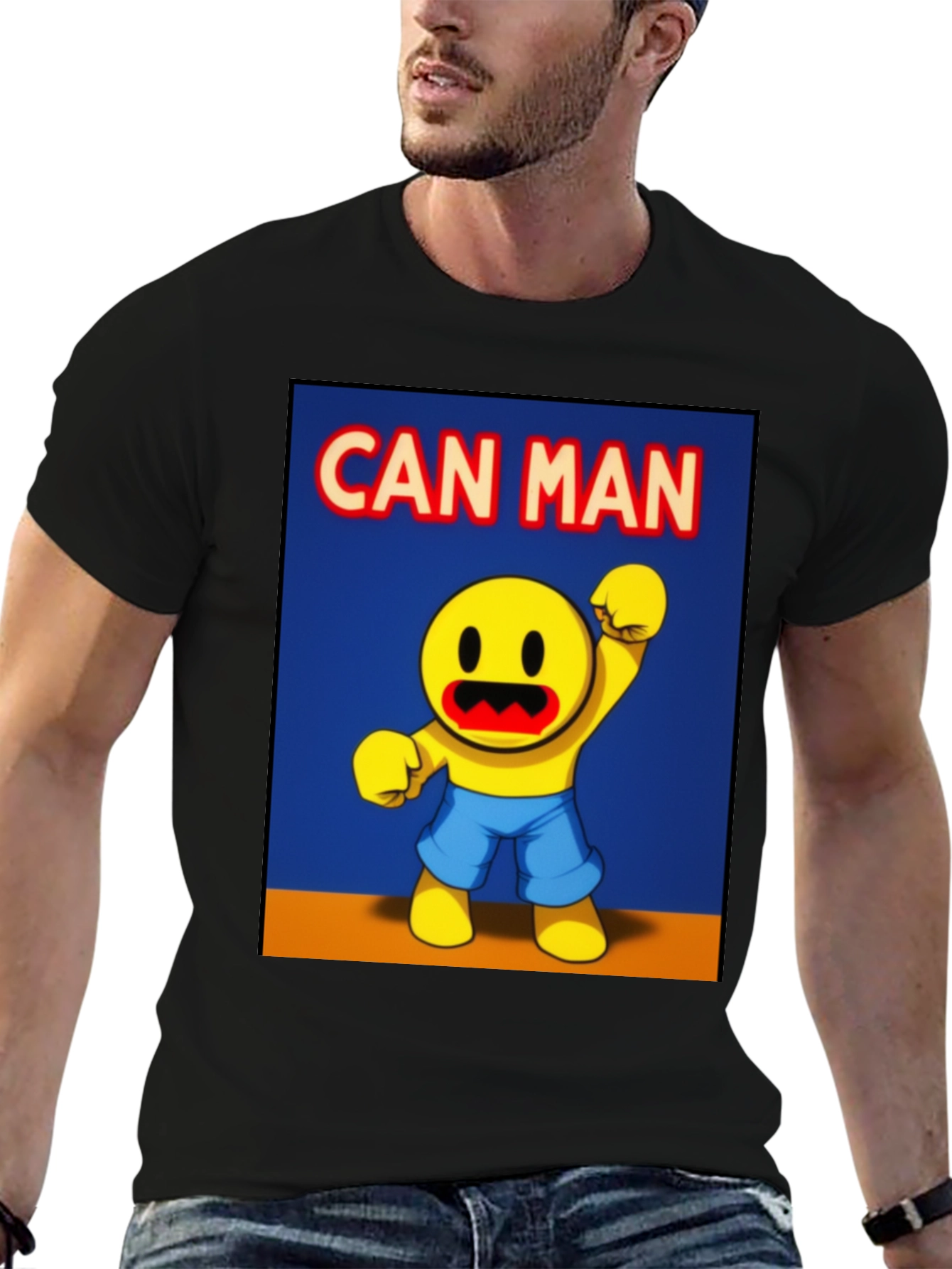 Can Man Graphic Tee - Black Cotton Blend