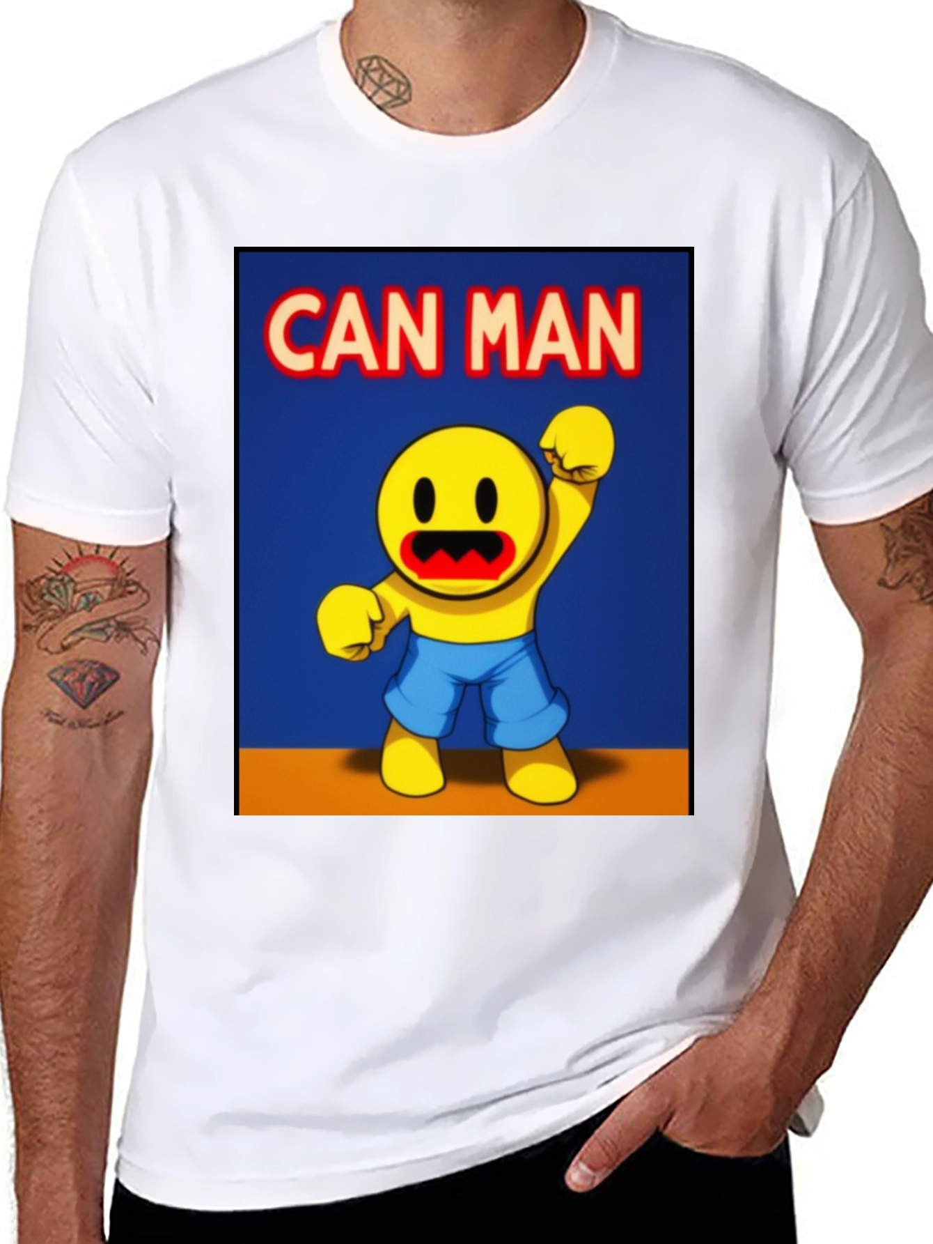 Can Man Graphic Tee - Black Cotton Blend