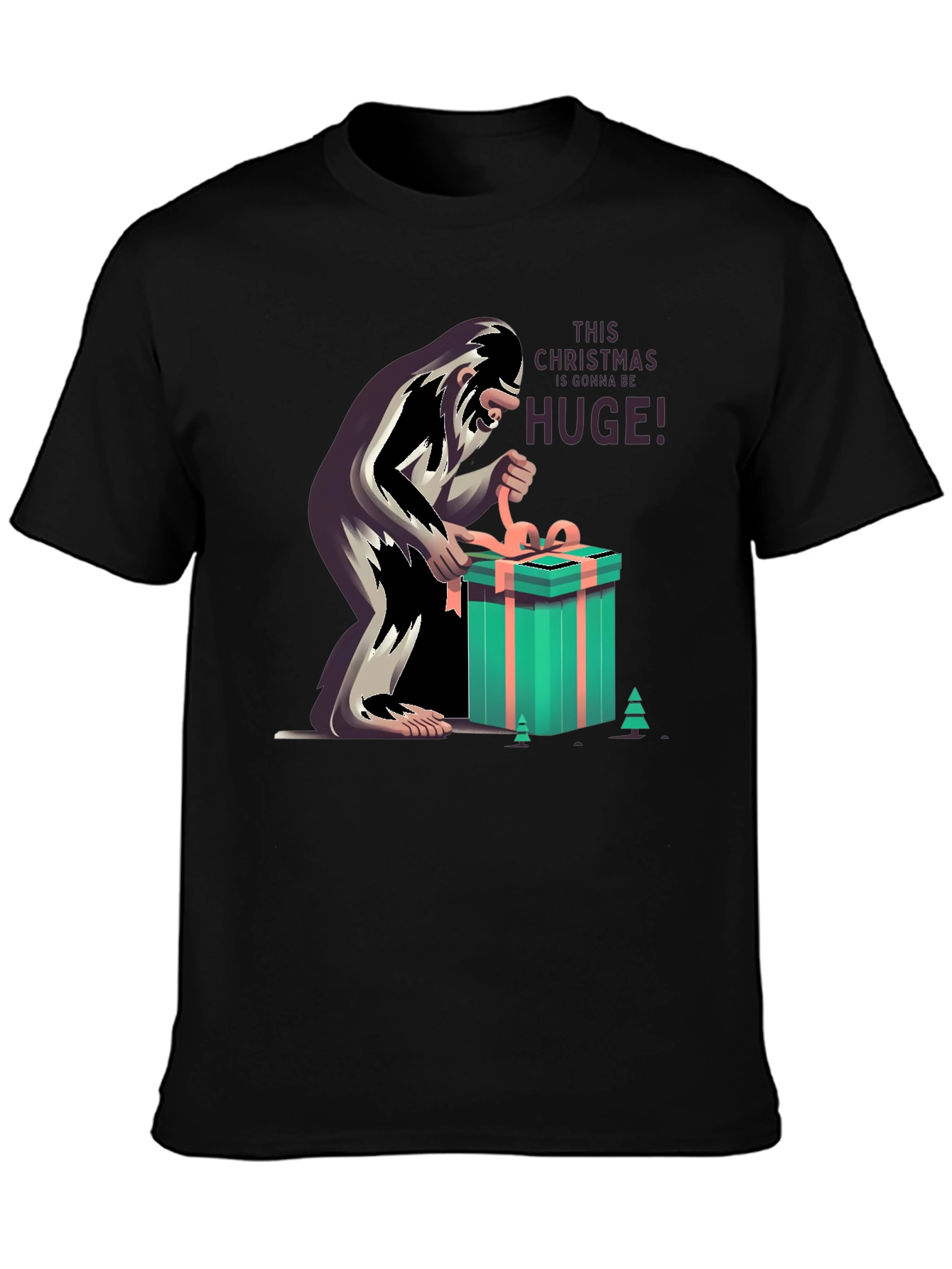 Bigfoot Christmas Gift Black T-Shirt