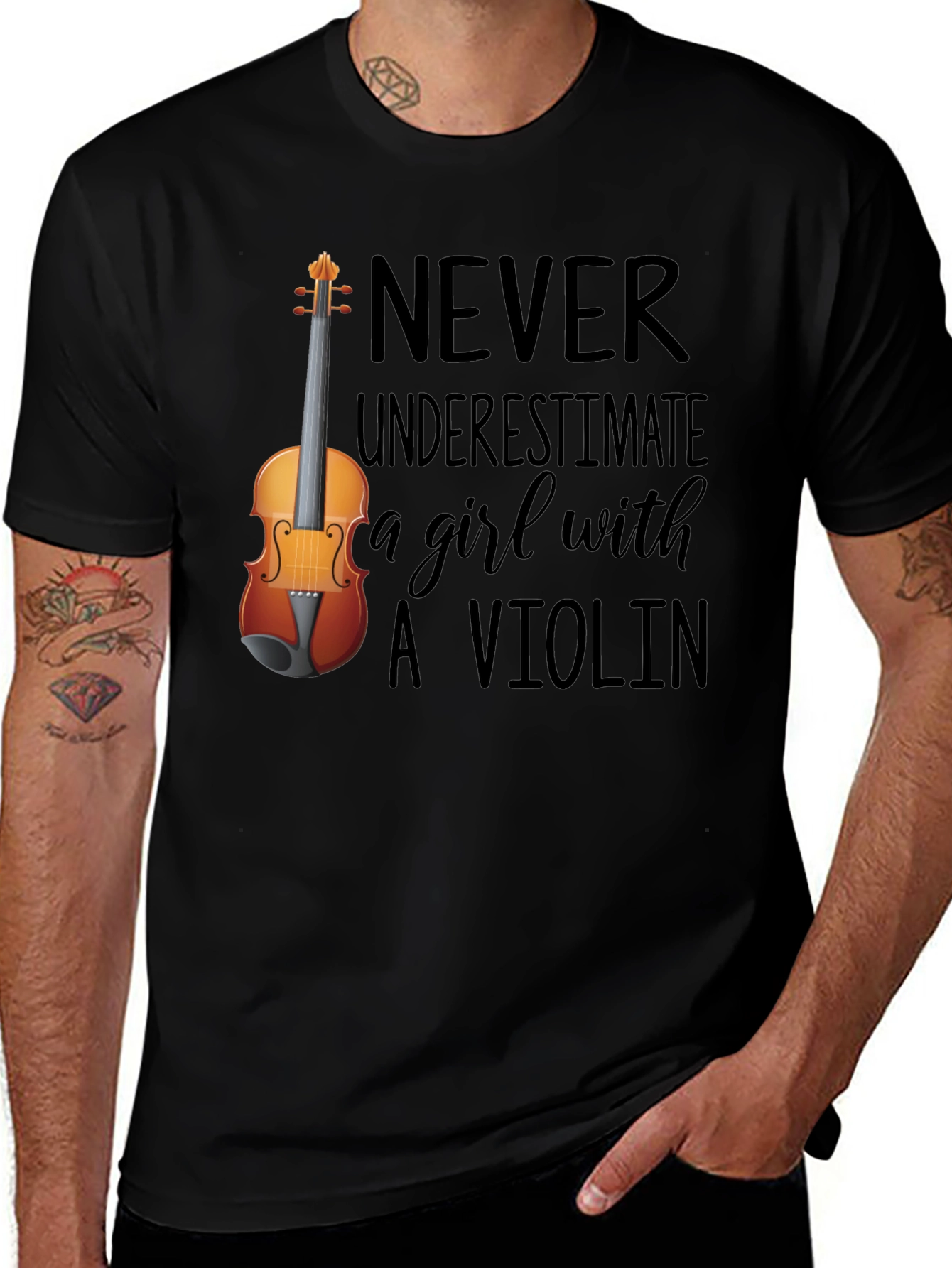 Never Underestimate a Girl with A Violin Tee