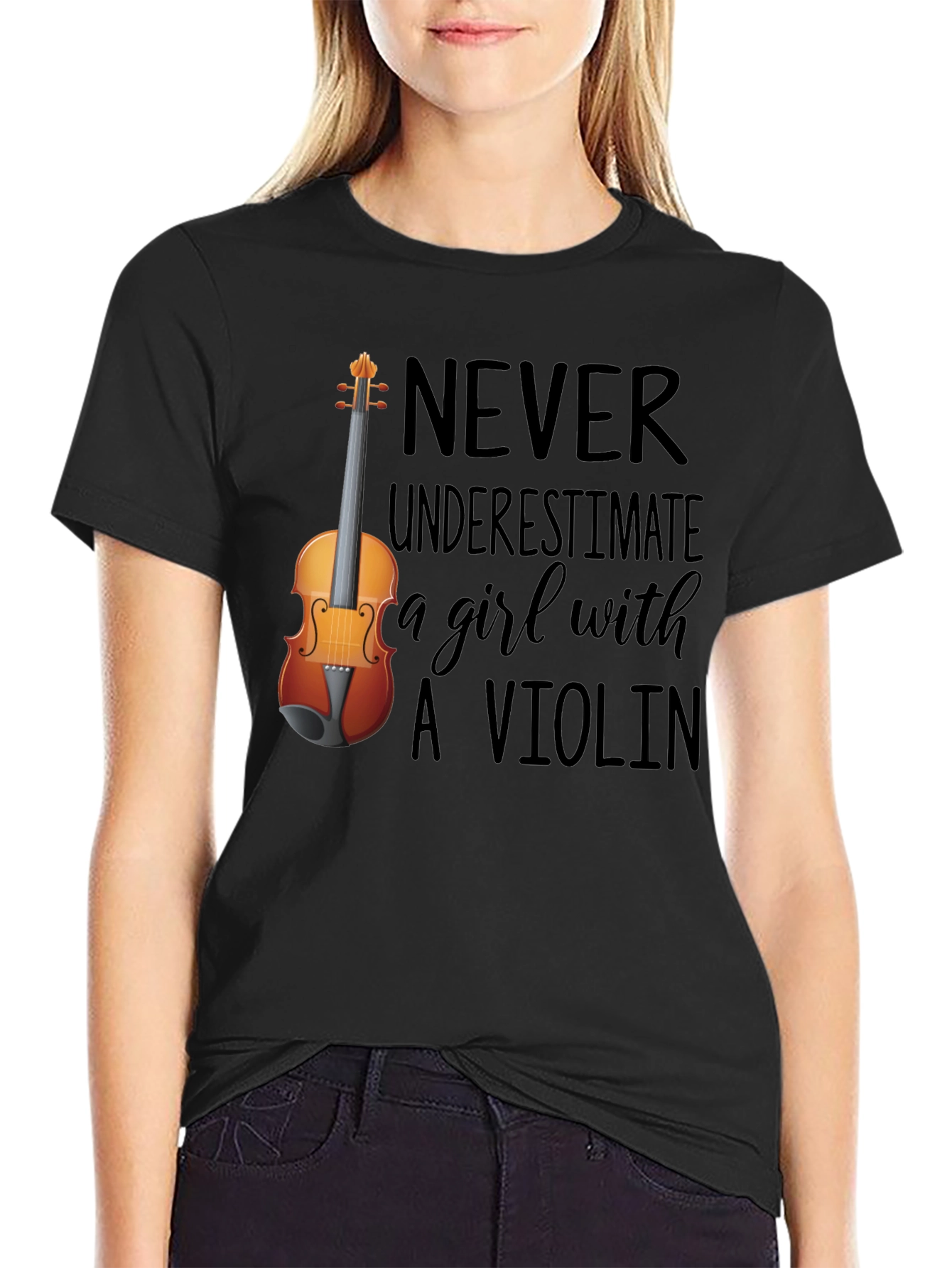 Never Underestimate a Girl with A Violin Tee