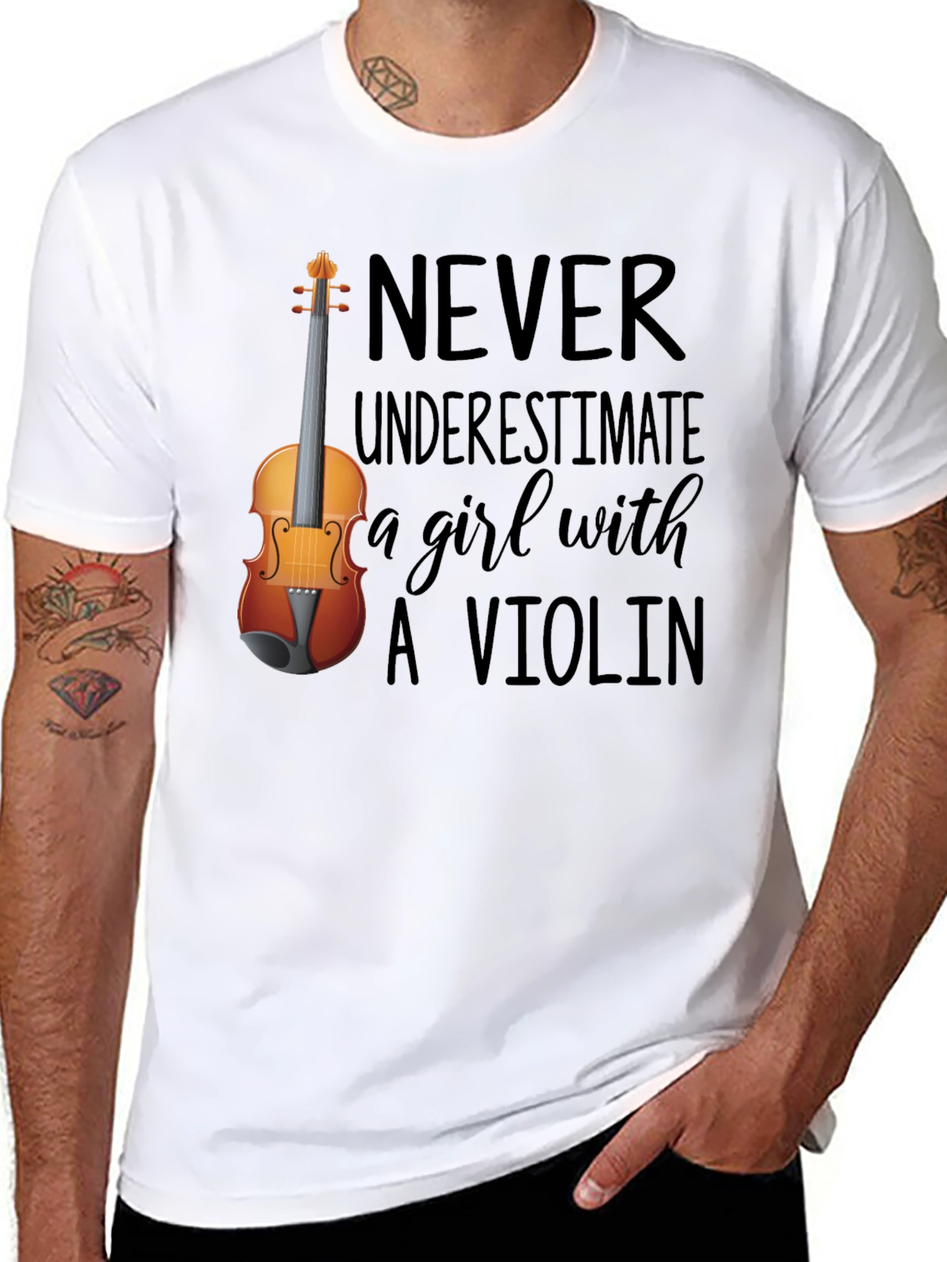 Never Underestimate a Girl with A Violin Tee