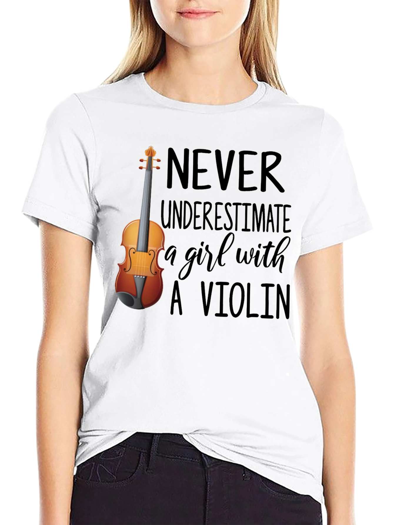 Never Underestimate a Girl with A Violin Tee
