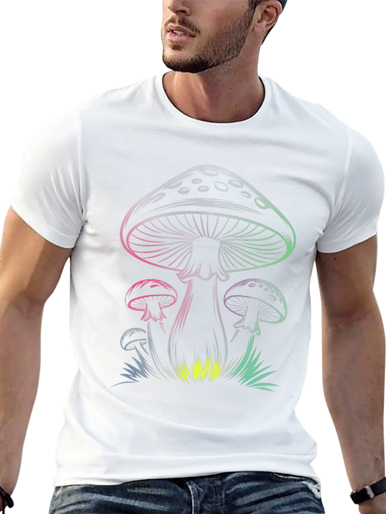 Mens Black Mushroom Graphic Tee