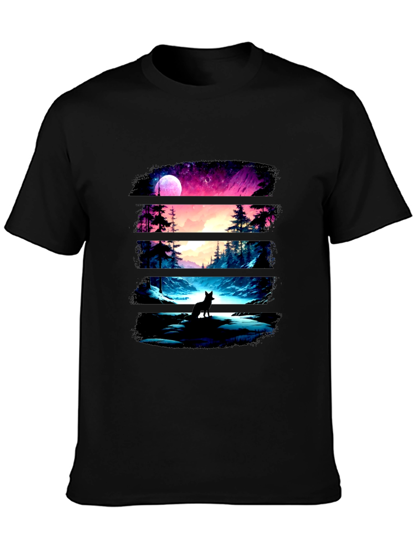Wolf Landscape Black Graphic Tee