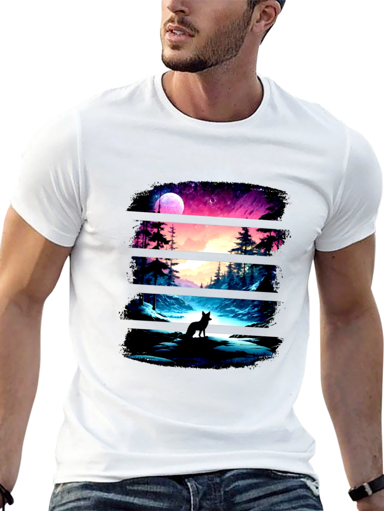 Wolf Landscape Black Graphic Tee