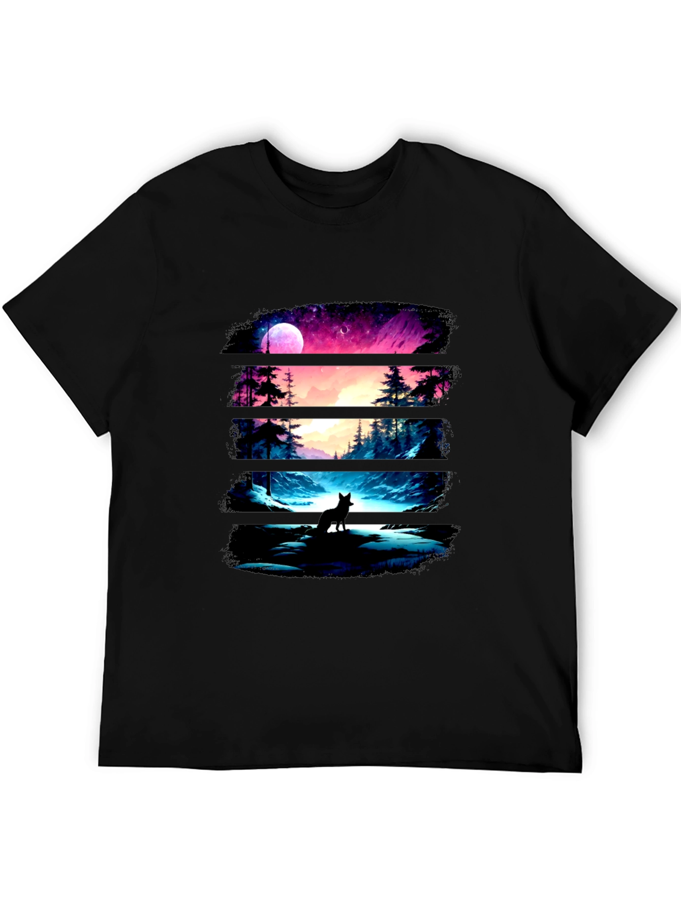 Wolf Landscape Black Graphic Tee