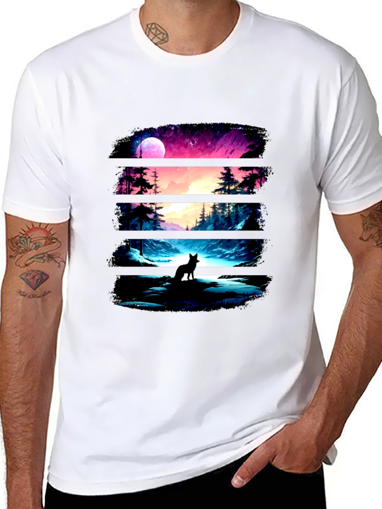Wolf Landscape Black Graphic Tee