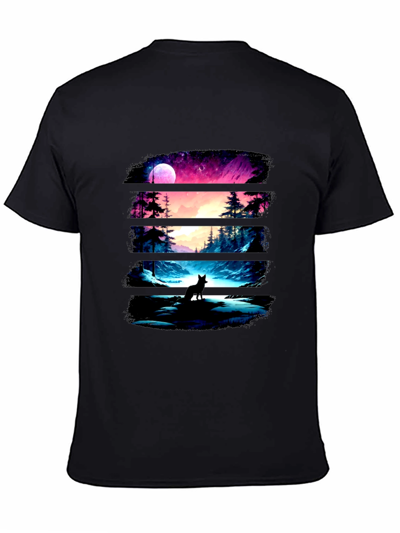 Wolf Landscape Black Graphic Tee
