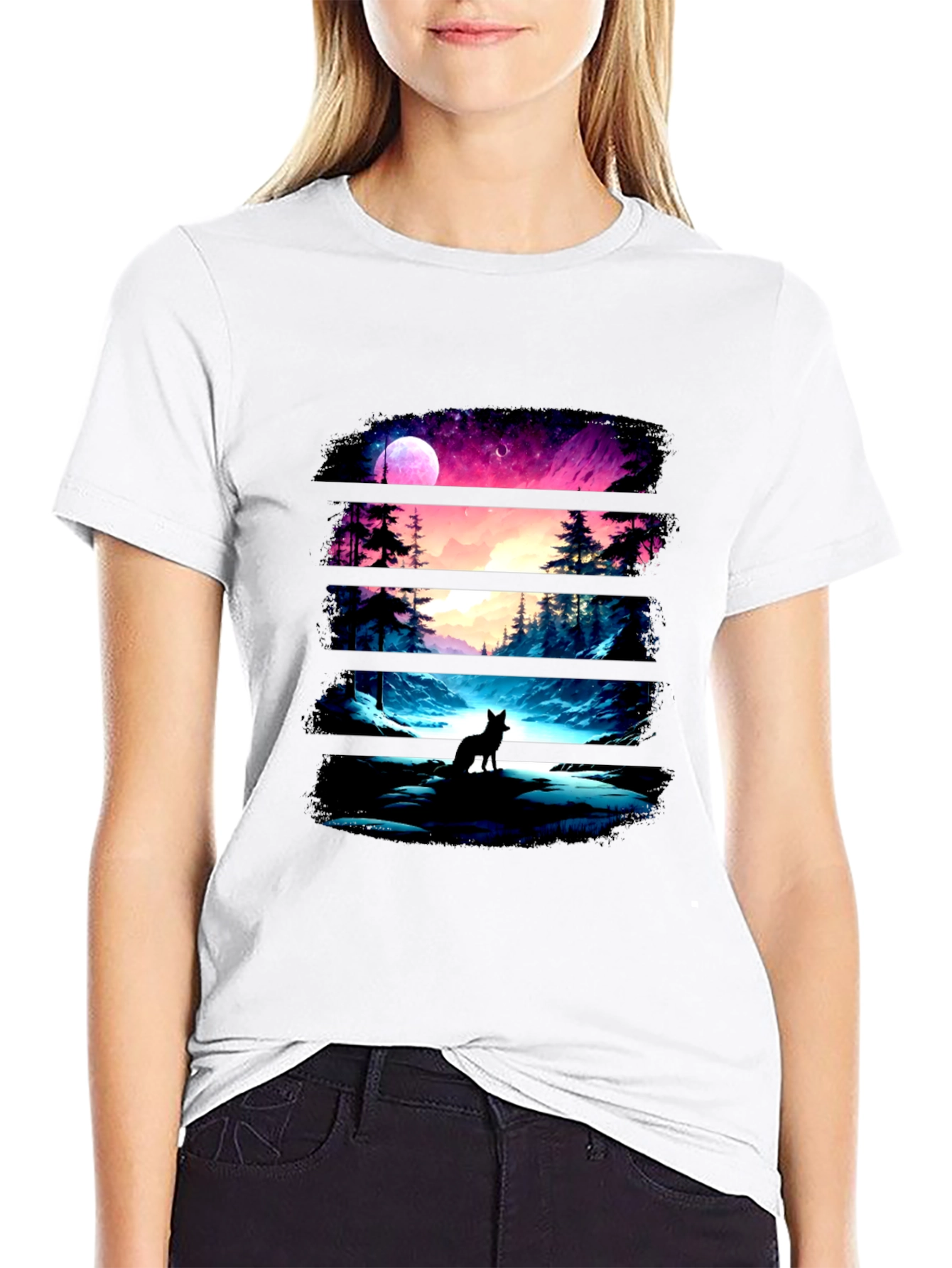 Wolf Landscape Black Graphic Tee