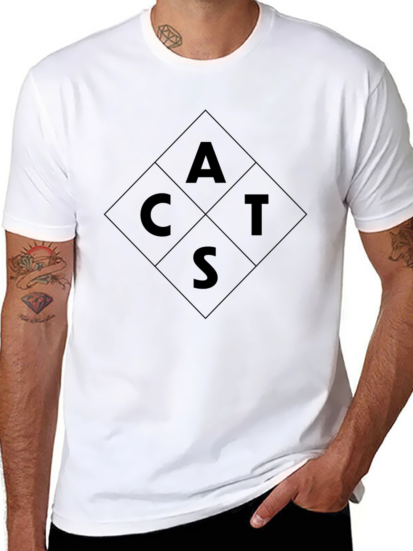 ACTS Diamond Graphic T-Shirt - Stylish Black Tee