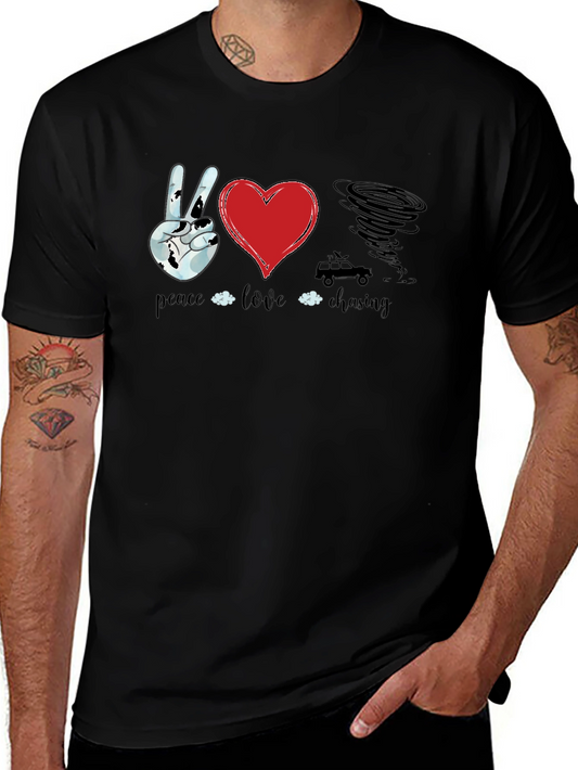 Peace Love Chasing T-Shirt - Tornado Storm Chaser Tee
