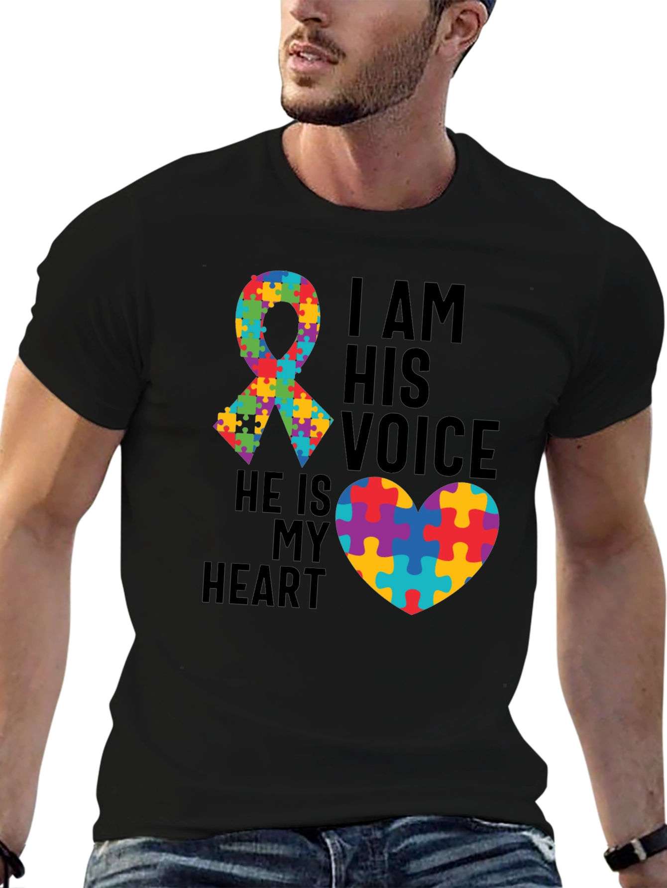 Autism Awareness T-Shirt: I Am His Voice Heart