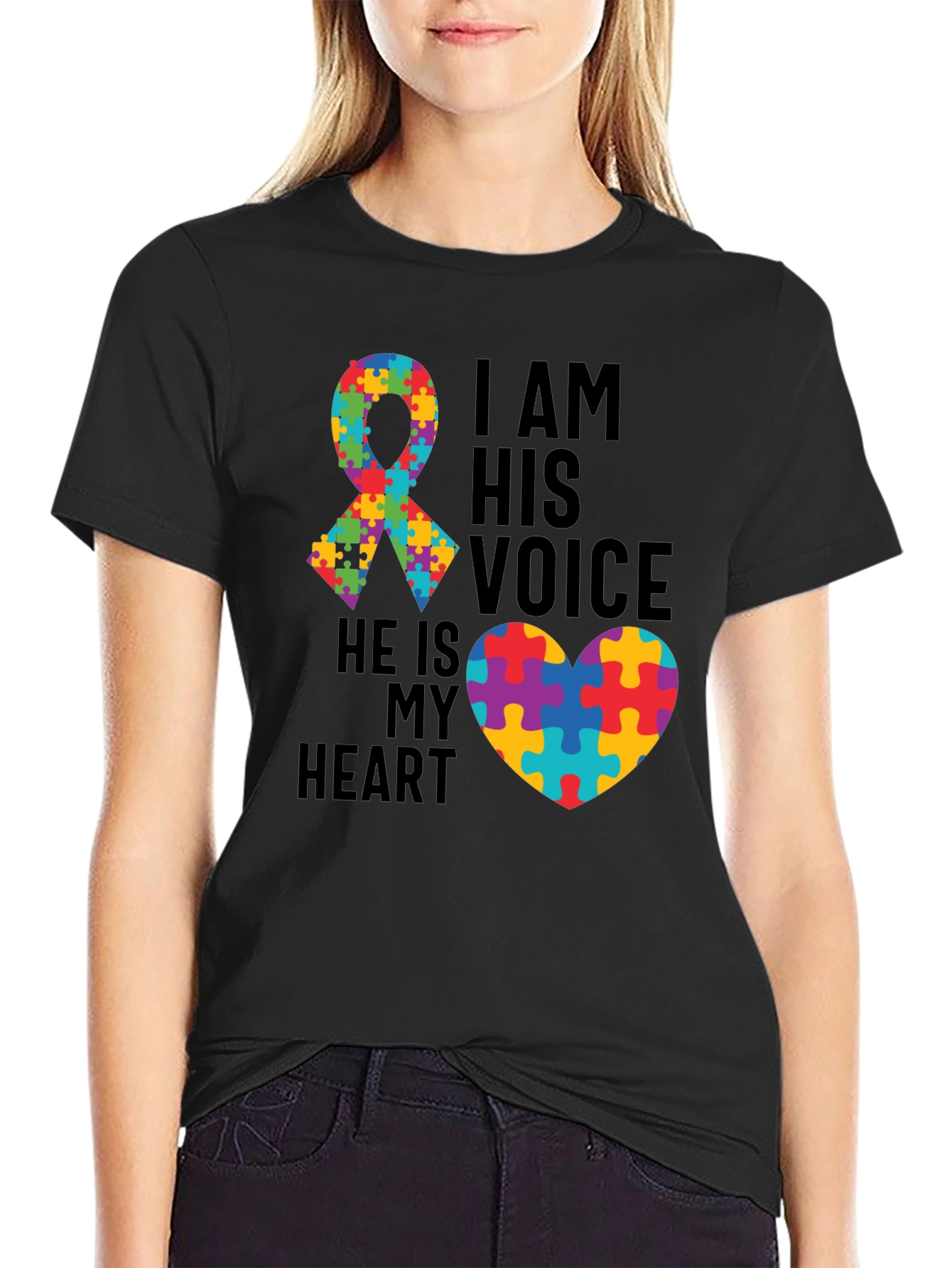 Autism Awareness T-Shirt: I Am His Voice Heart