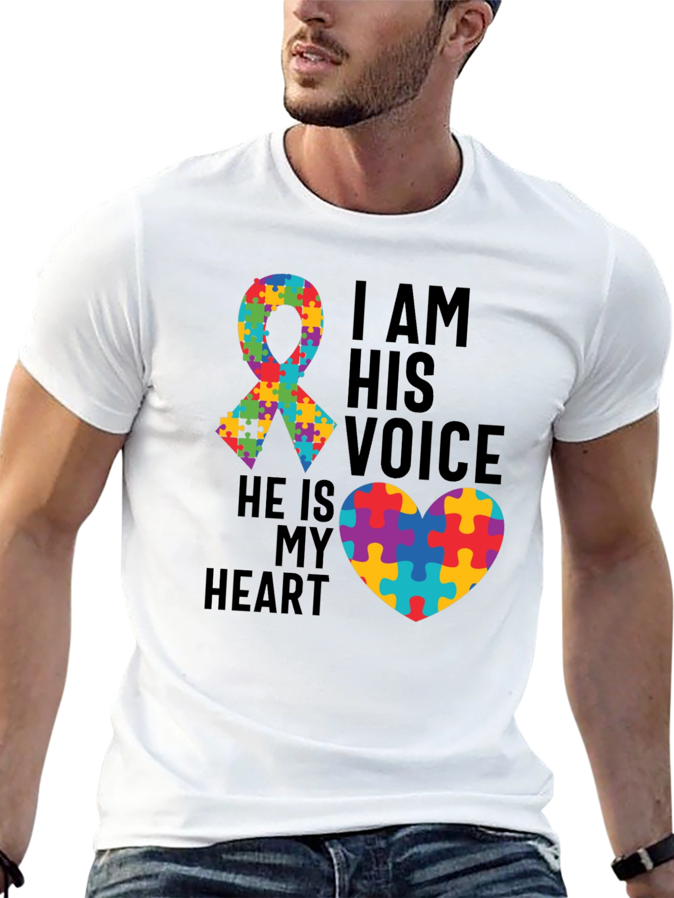 Autism Awareness T-Shirt: I Am His Voice Heart