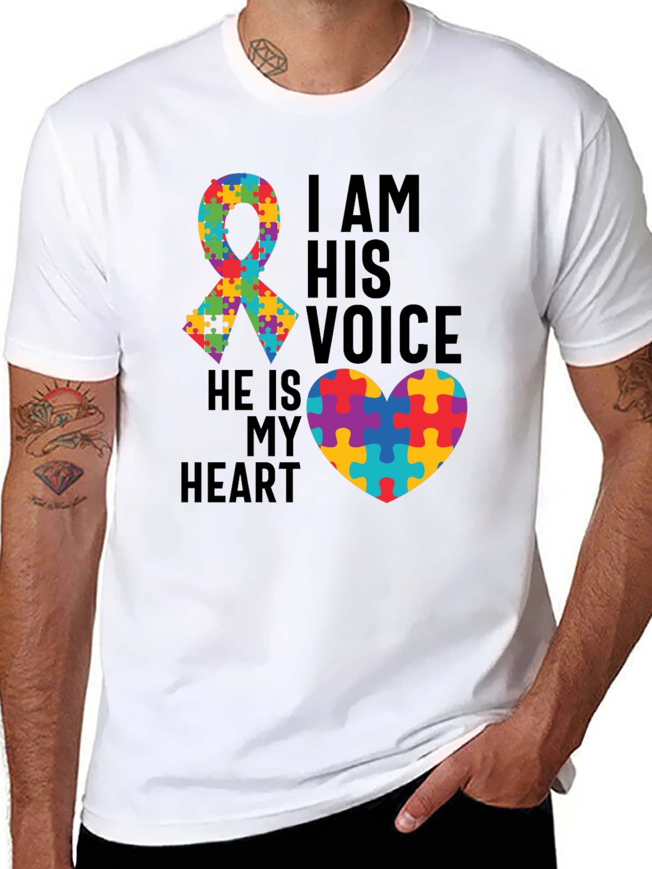 Autism Awareness T-Shirt: I Am His Voice Heart