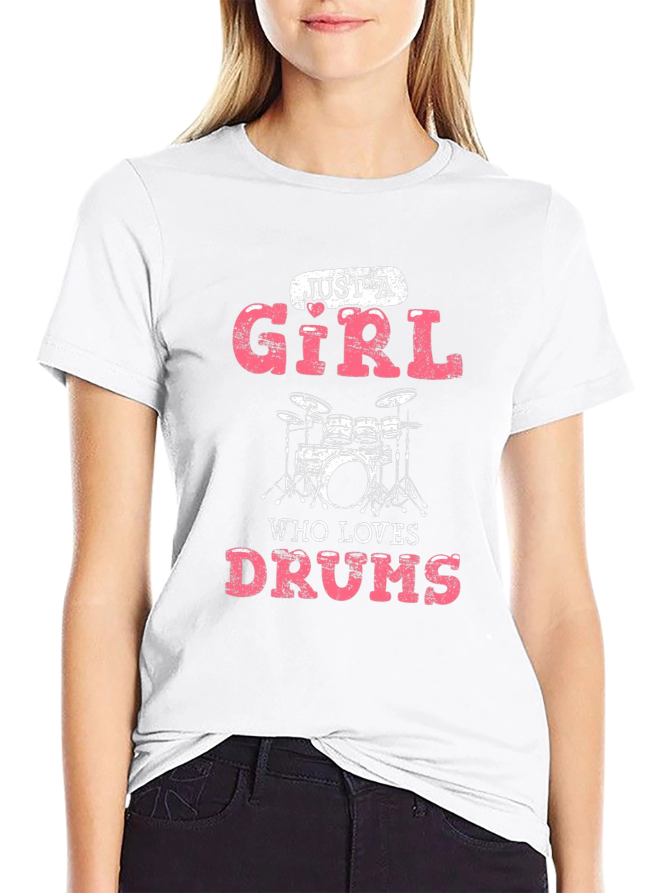 Just A Girl Who Loves Drums Graphic T-Shirt