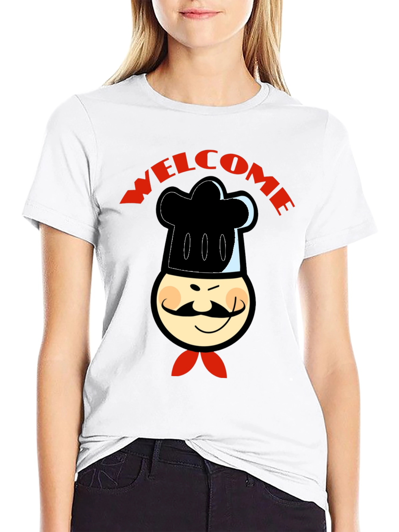 Chef Welcome Graphic T-Shirt -  Mens Black Cotton Tee