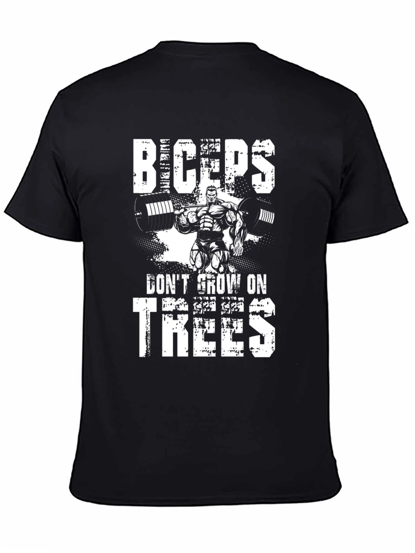 Biceps Dont Grow On Trees Black T-Shirt