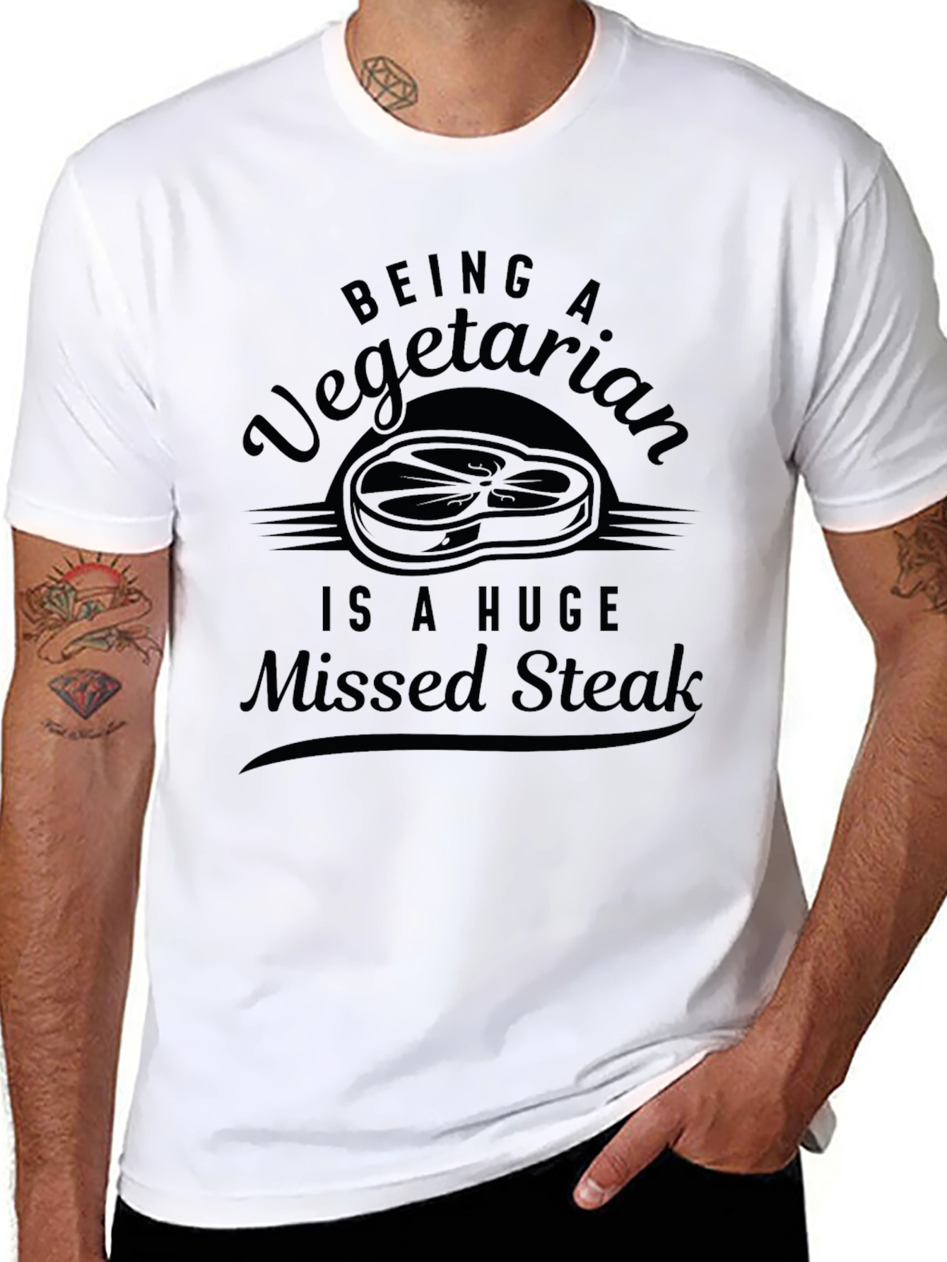 Funny Vegetarian Missed Steak Graphic T-Shirt