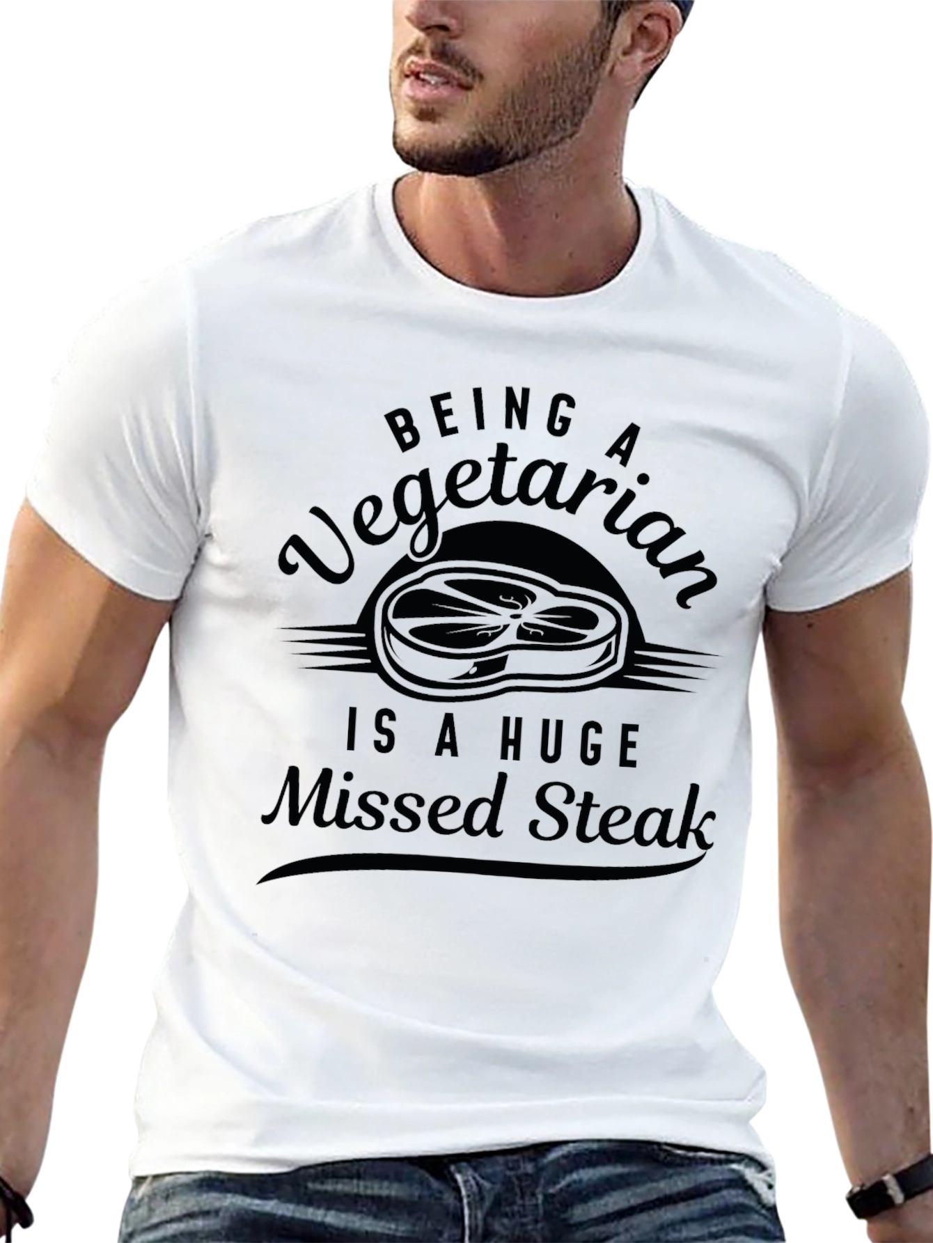Funny Vegetarian Missed Steak Graphic T-Shirt