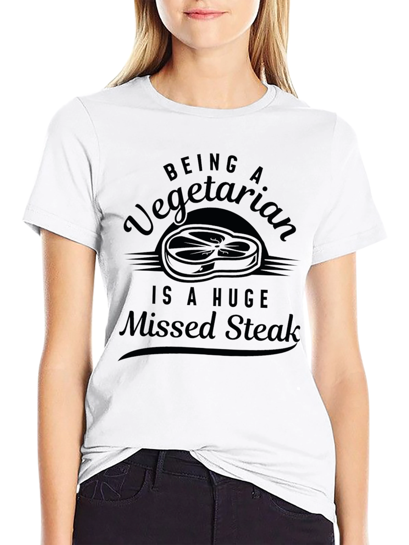 Funny Vegetarian Missed Steak Graphic T-Shirt