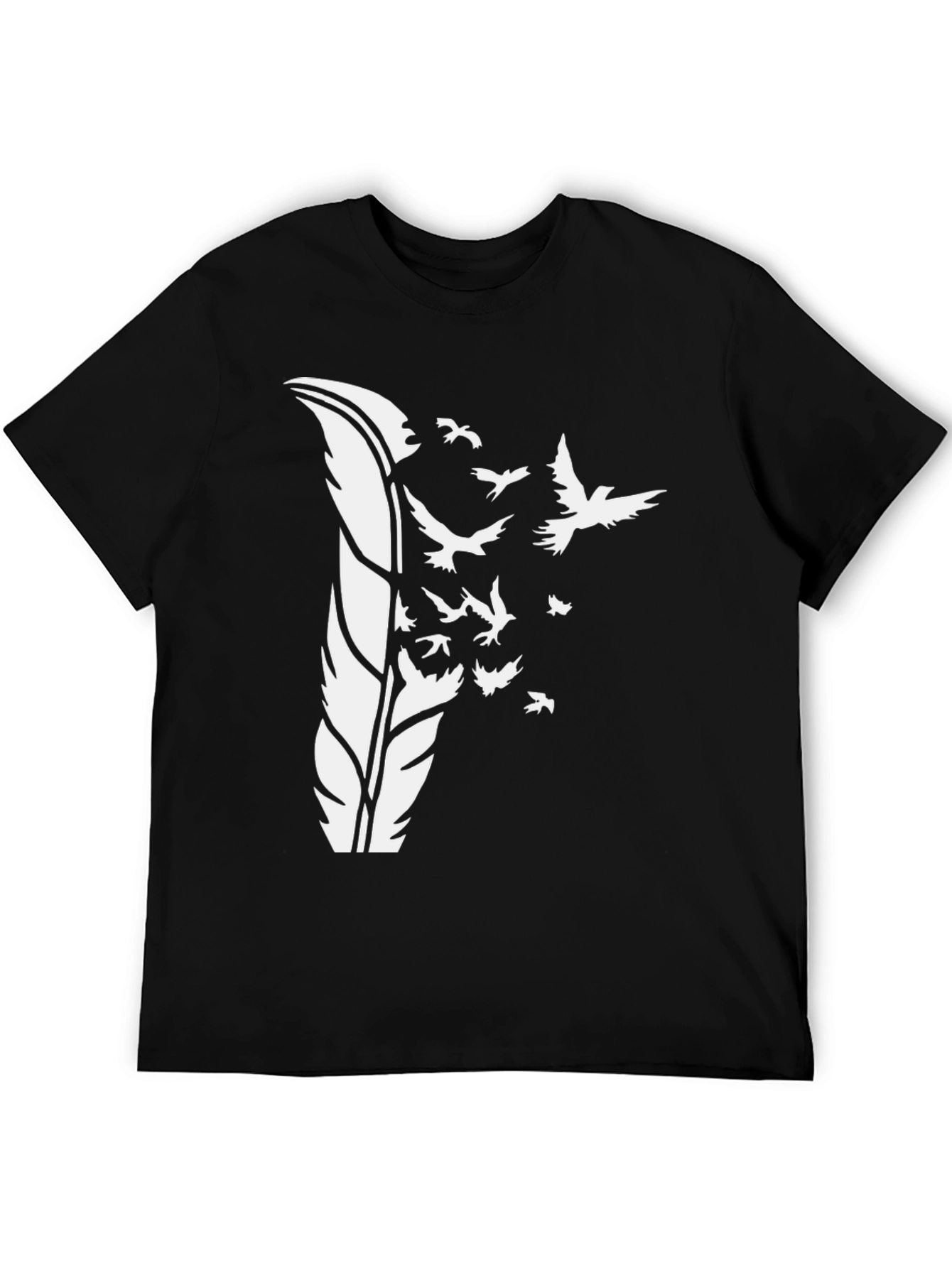 Feather Bird Graphic Tee - Black