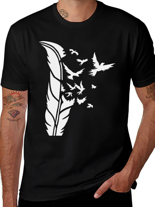Feather Bird Graphic Tee - Black