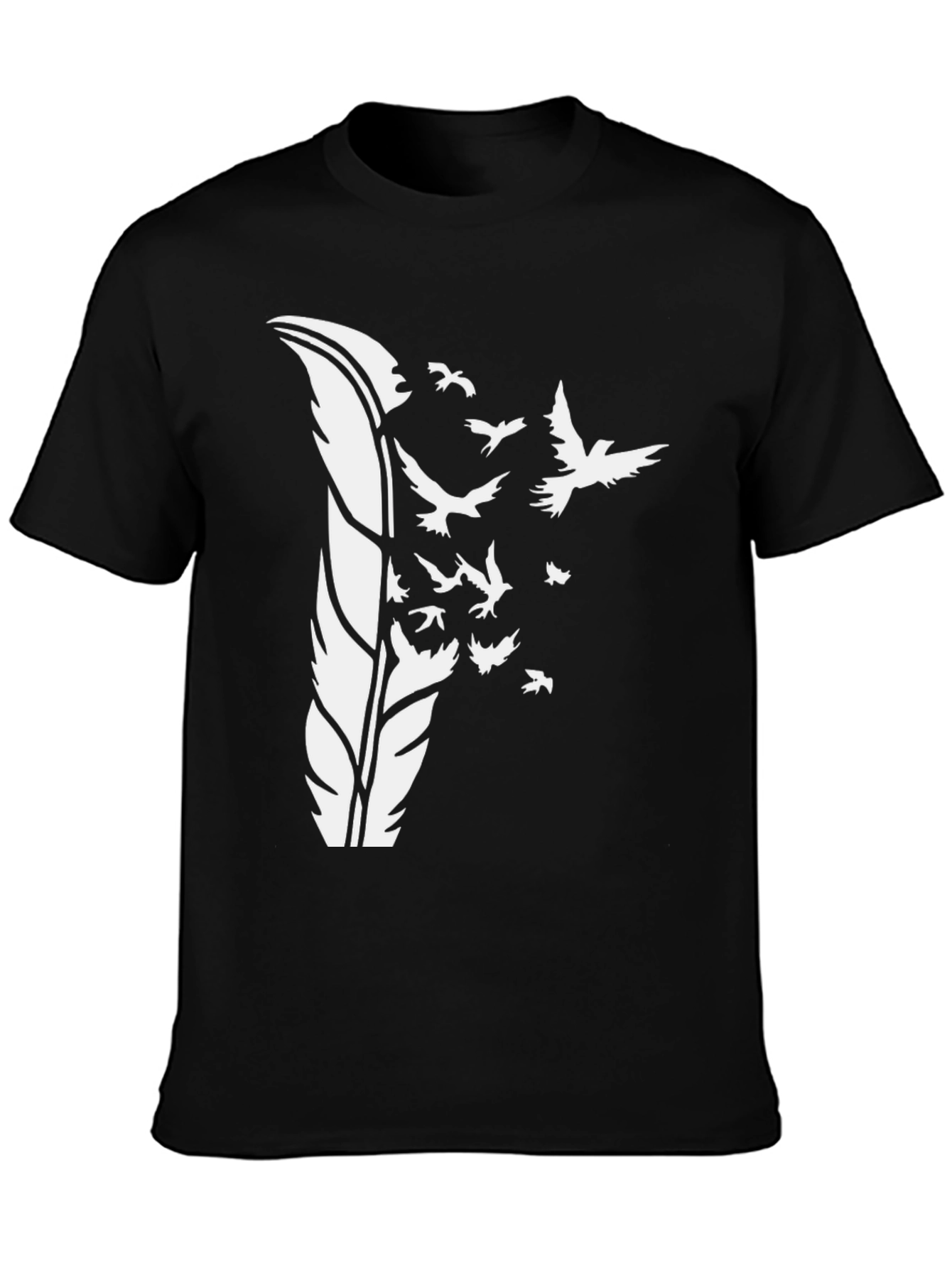 Feather Bird Graphic Tee - Black