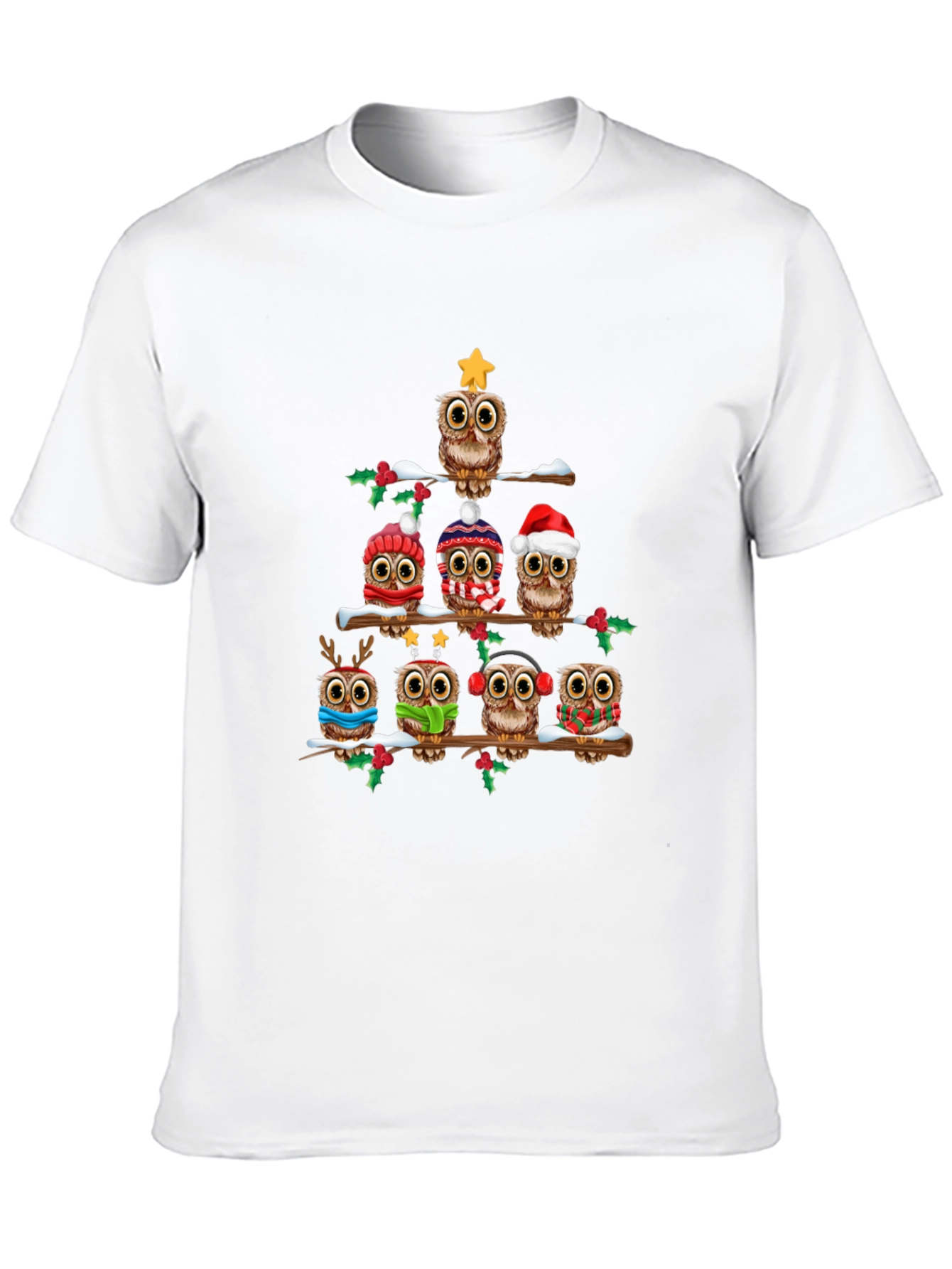 Festive Owl Christmas Tree T-Shirt