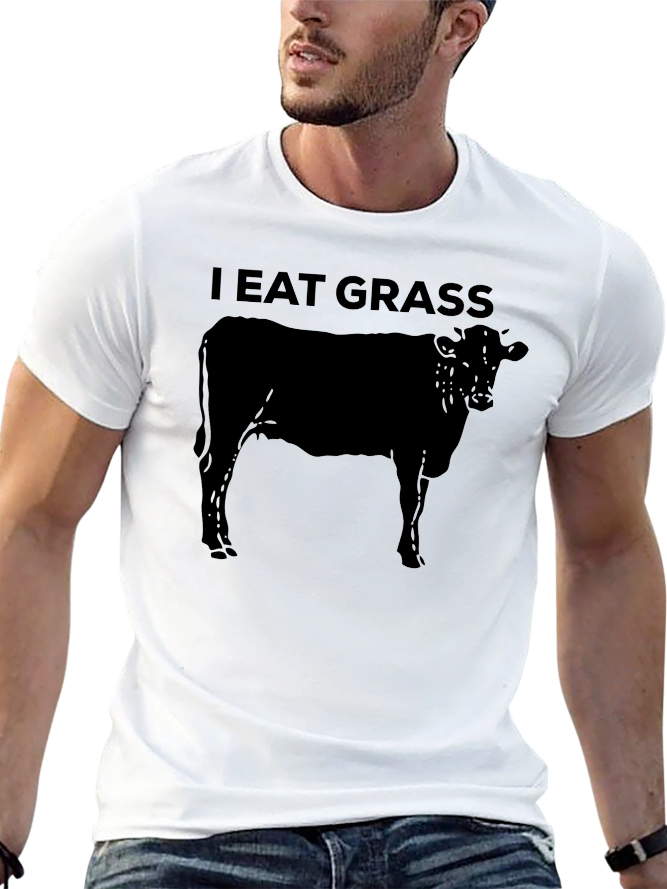 I Eat Grass Graphic T-Shirt - Cow Design