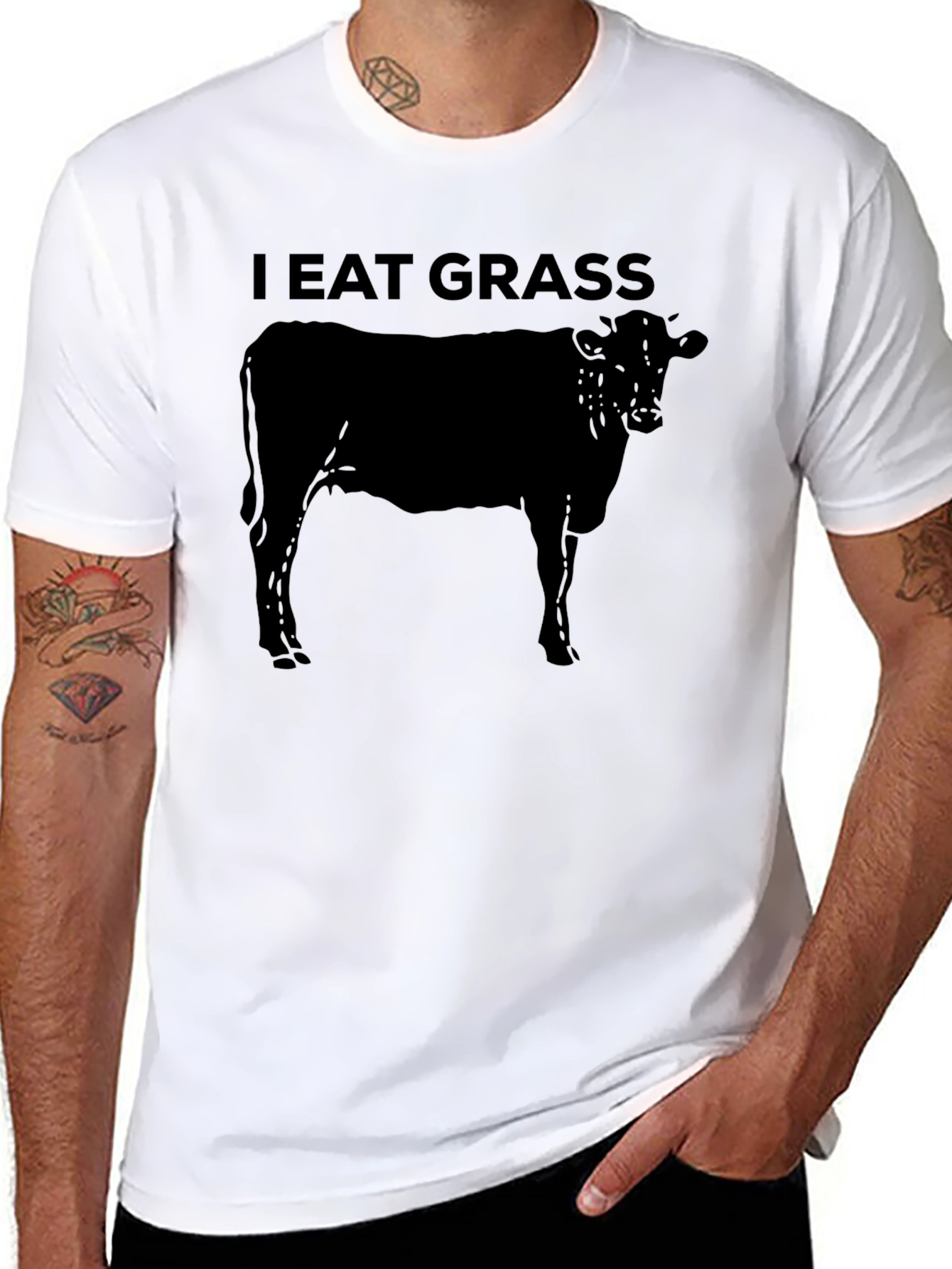 I Eat Grass Graphic T-Shirt - Cow Design