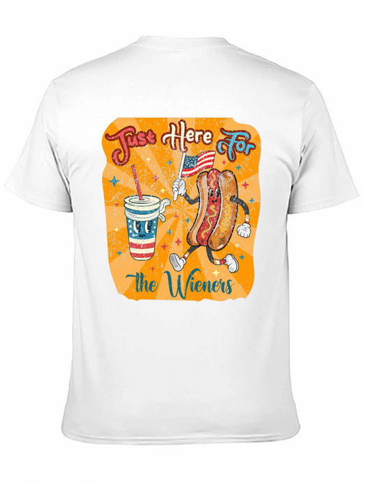 Just Here For the Wieners T-Shirt Funny 4th of July USA Hot Dog