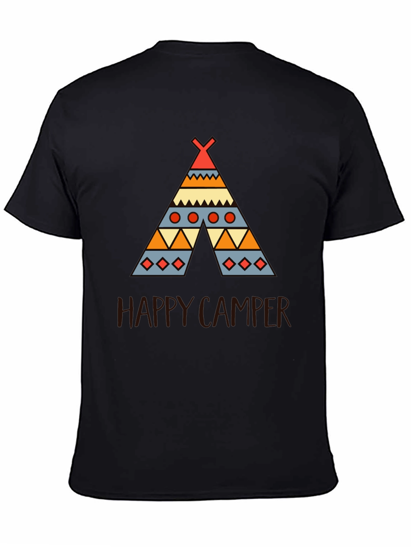 Happy Camper Graphic Tee - Black Cotton T-Shirt