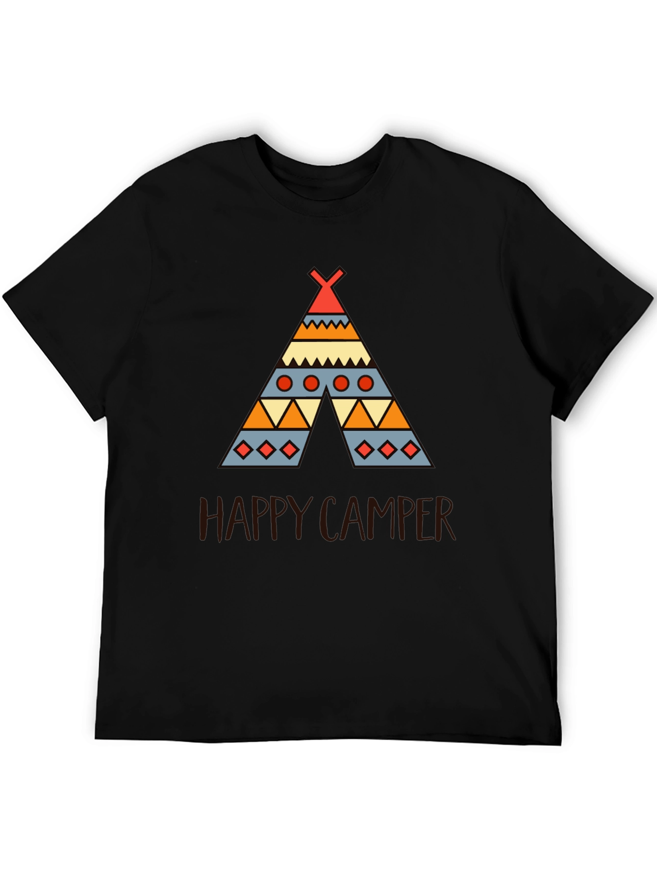 Happy Camper Graphic Tee - Black Cotton T-Shirt